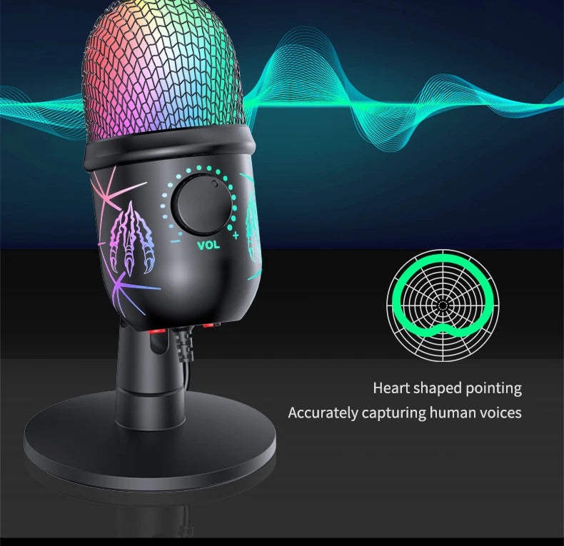 USB Microphone Play Gaming Mic for PC Mac PS4/5 Podcast Microphone with RGB Mute Monitor Noise Reduction for Recording Streaming