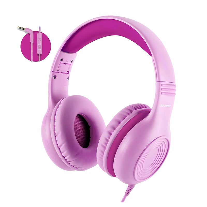 Wired Headphones with Microphone Foldable Adjustable Over Ear Kids Headphones for Girls Boys Children