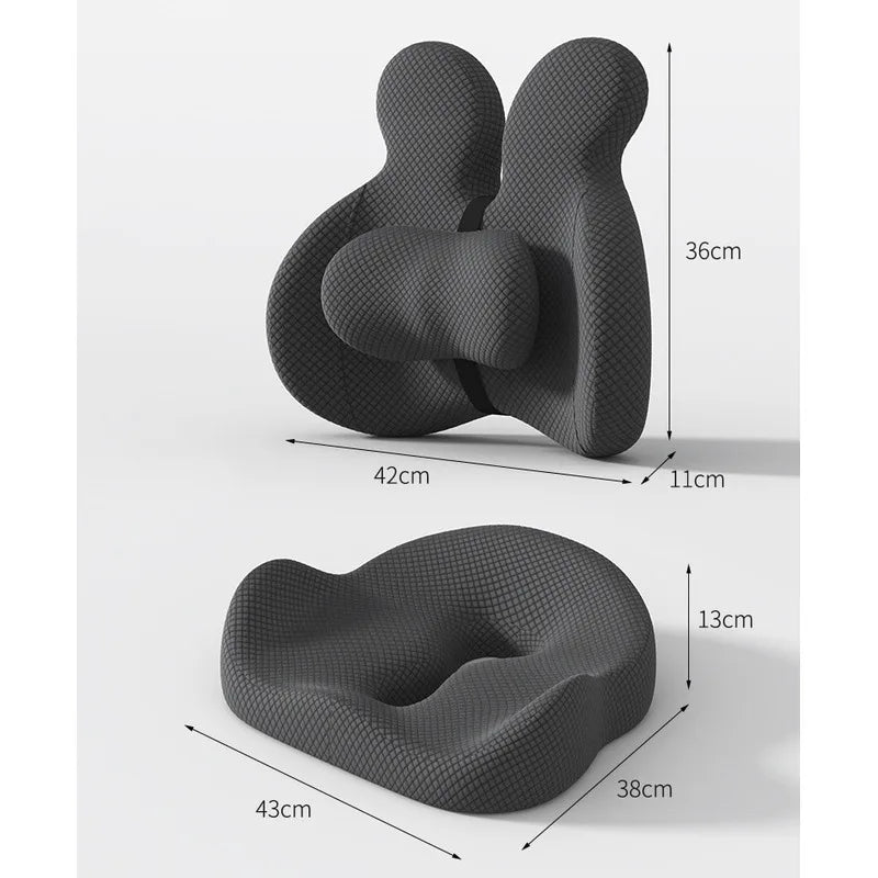 Office Cushion Chair Sitting Waist Support Cushion Seat Backrest Ergonomic Memory Cotton Hemorrhoid Artifact Student Ass Cushion