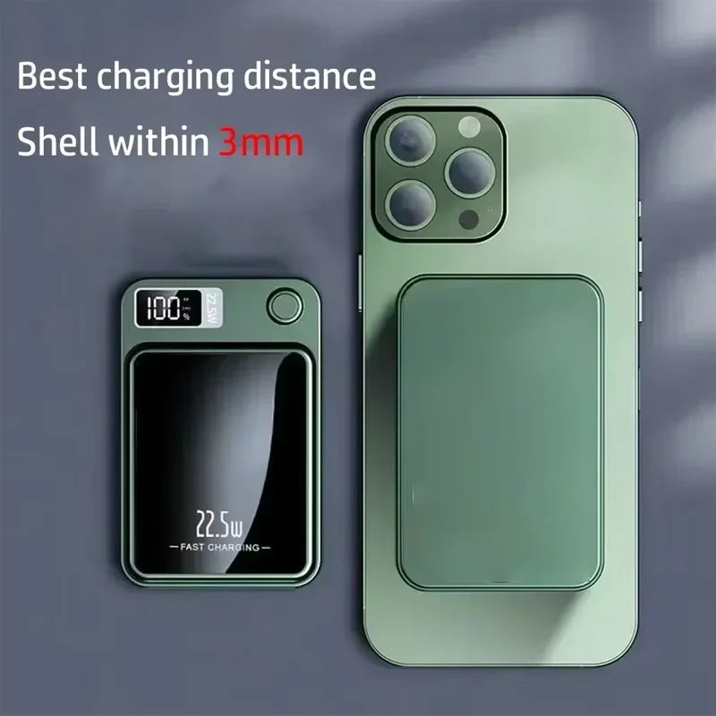Lenovo New 500000mAh Magnetic Power Bank Fast Wireless Charging Portable Auxiliary Battery for MagSafe Samsung Huawei iPhone