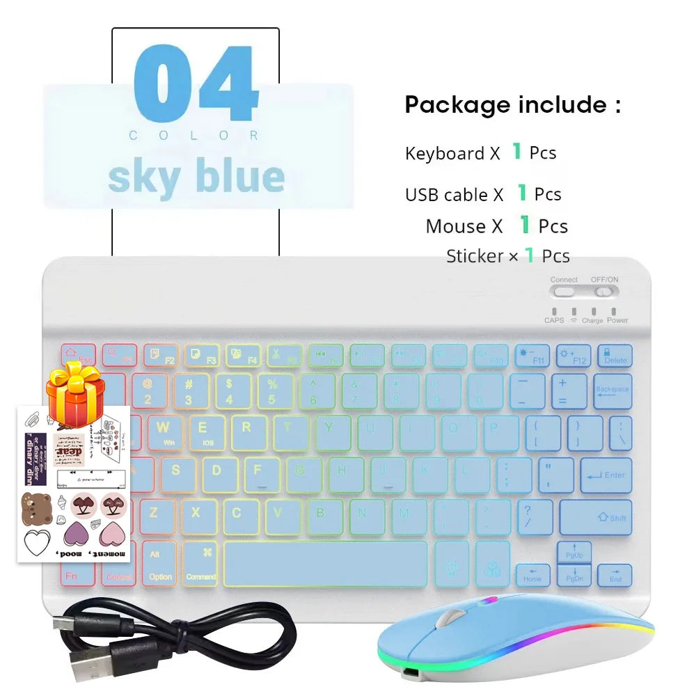2026 Portable Bluetooth Backlit Keyboard For Xiaomi iPad / iOS Android Windows Tablet Phone Wireless Keyboard With Mouse Spanish