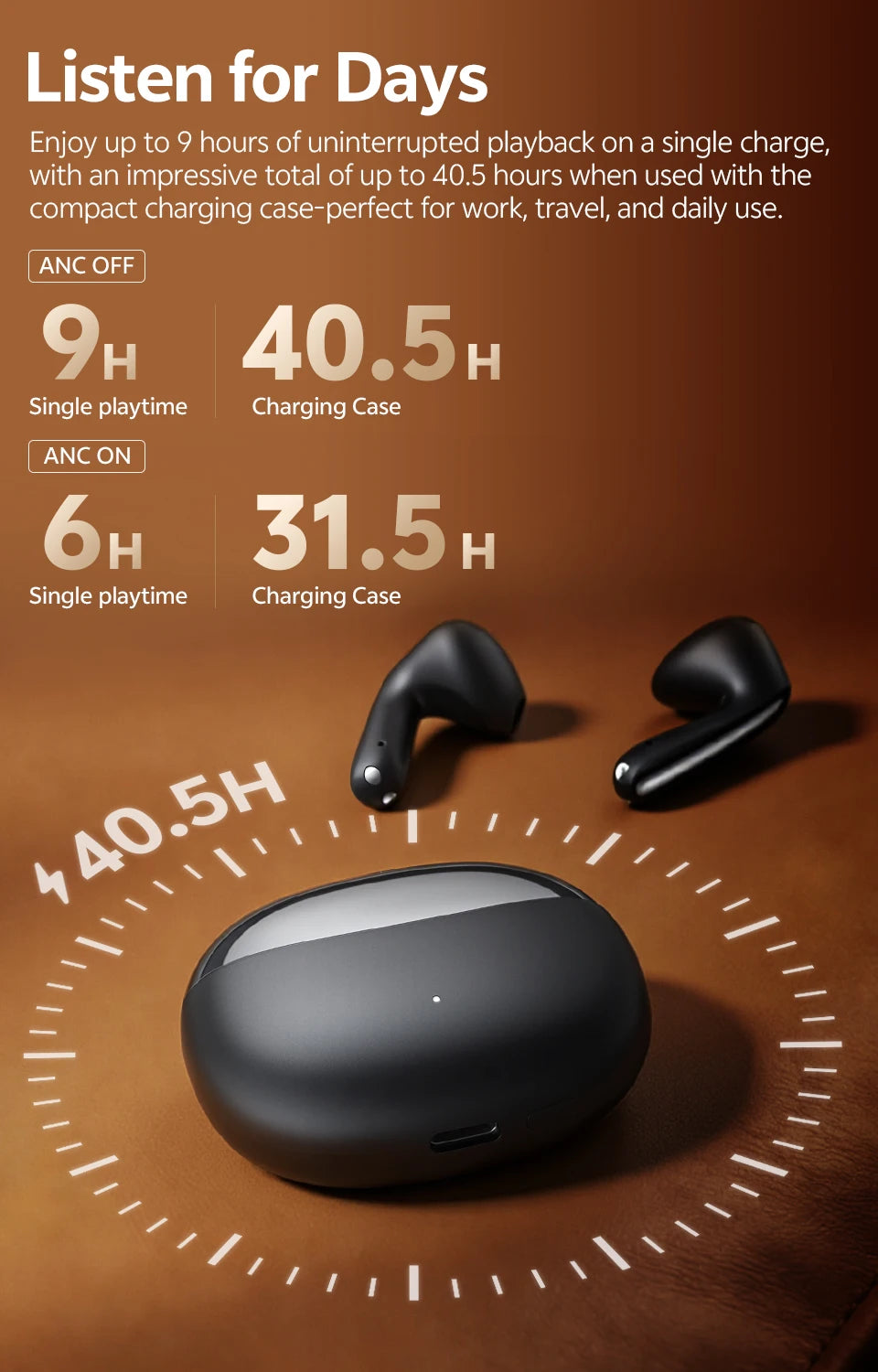 QCY AilyBuds E50 HT11 Wireless Earphones Hi-Res Adaptive Hybrid ANC Headphone Bluetooth 6.0 Spatial Sound Earbuds 11mm Drivers