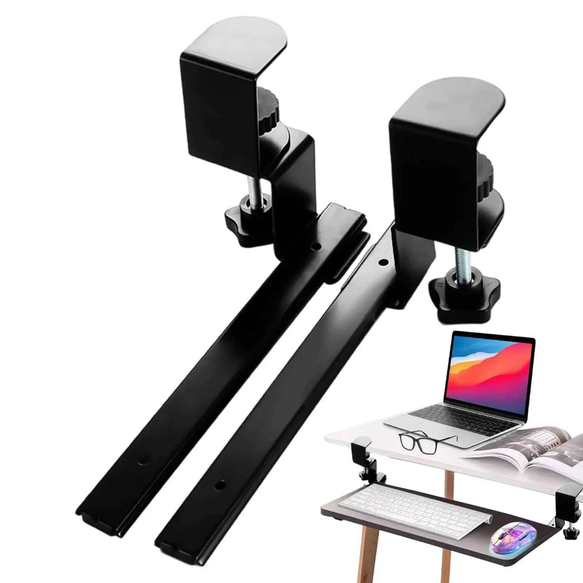 Keyboard Rails Under Desk No Drill Adjustable Rail Extender Sliding Keyboard Tray Under Desk For Computer Stand Office Bedroom