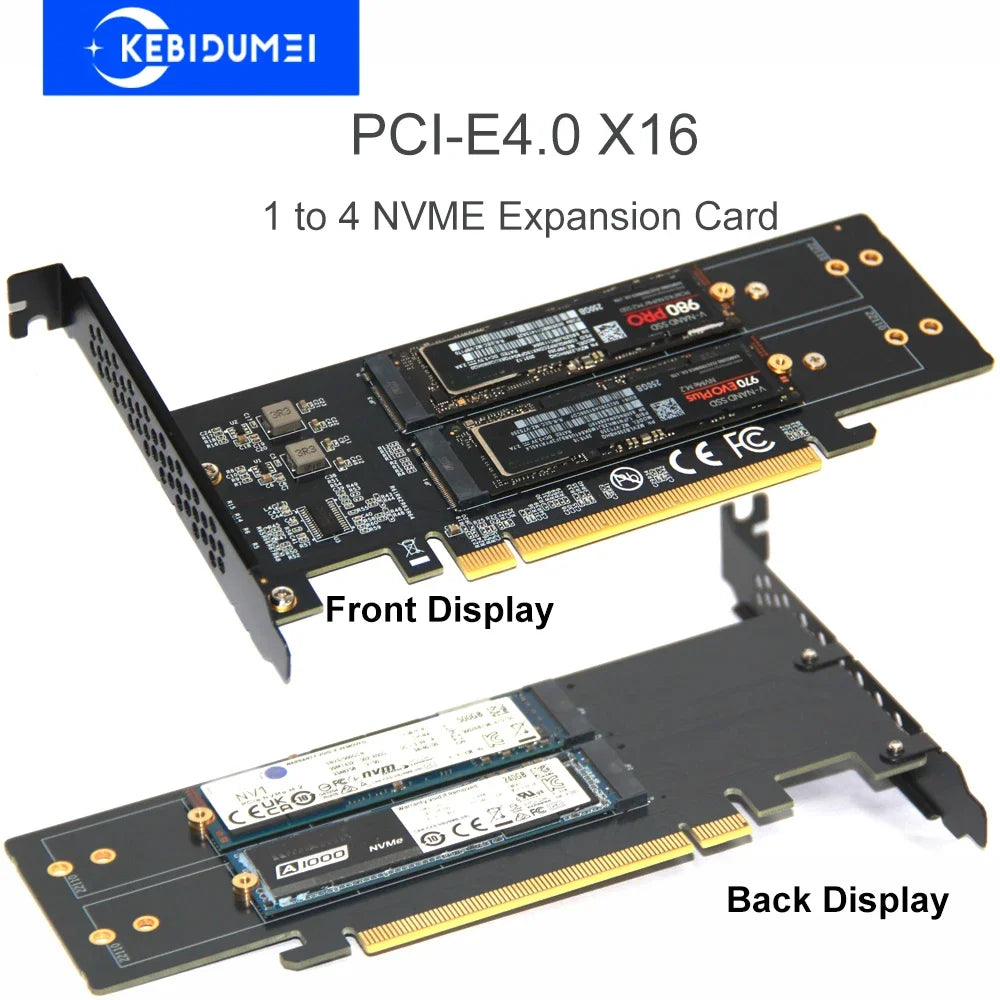 PCle4.0 X16 to 4xNVME M.2 Expansion Card M.2 SSD GEN4 PCIe4.0 PC Motherboard X1 X4 X8 X16 Expansion Card For 2230 2242 2260 2280