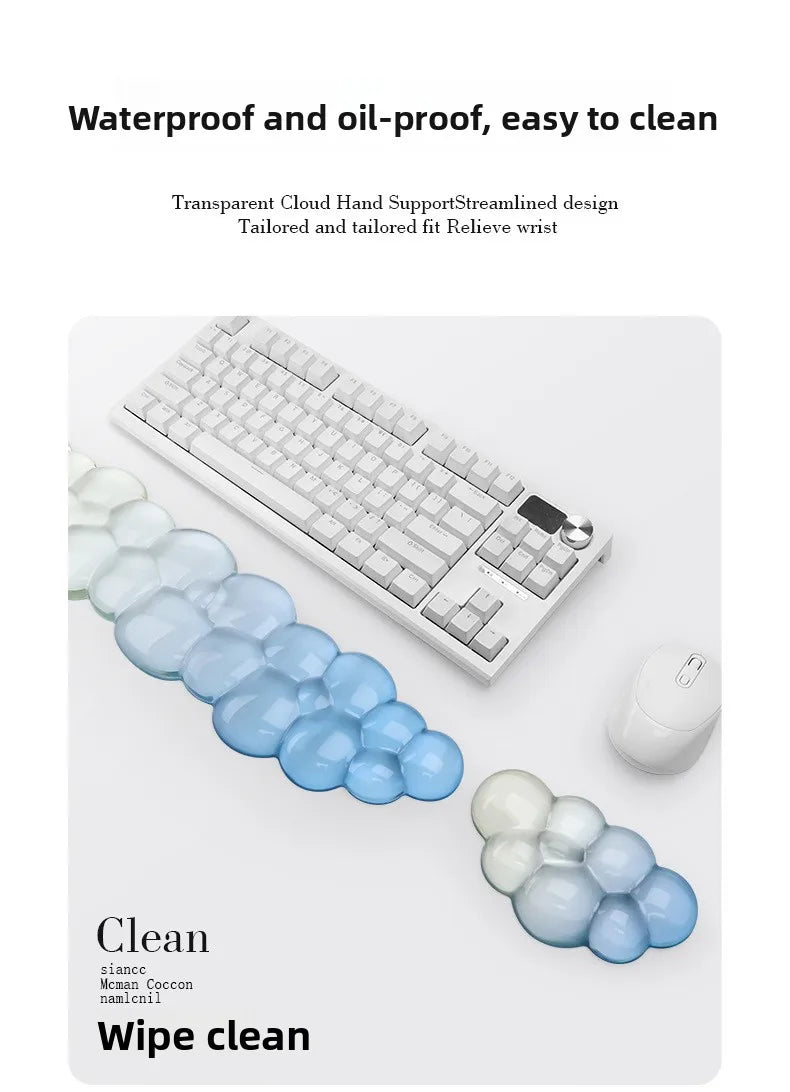 Cloud shaped silicone transparent wristband, mouse pad with wrist rest,non slip keyboard,ergonomic keyboard,mouse pad,wrist rest