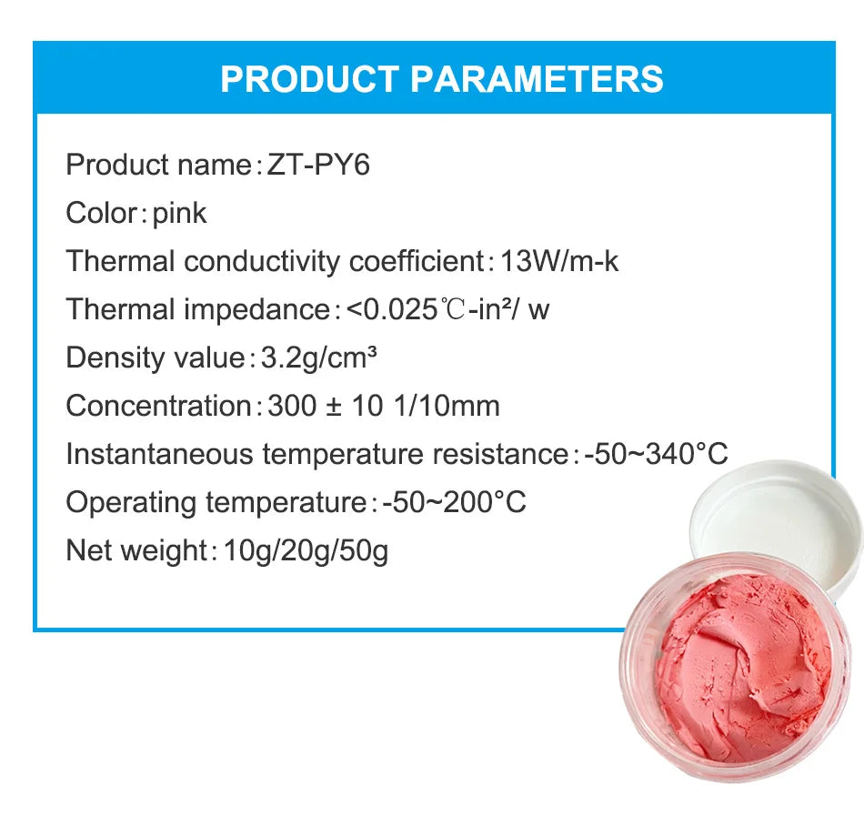 Zezzio ZT-PY6 Thermal Putty 13W/m-k High Performance Heat Blocking Putty For VGA GPU IC Processor Rapid Cooling