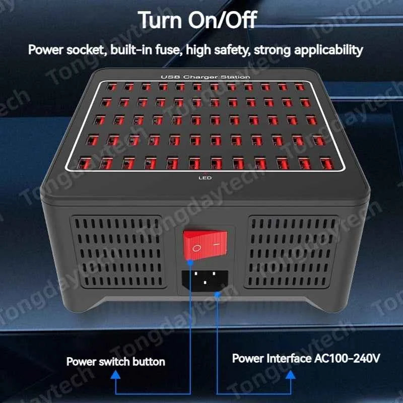 300W Universal Multi USB Charger Station 60 Ports Fast Charging Carregador for iPad iPhone 11 12 13 Pro Max Samsung Tablet 충전기