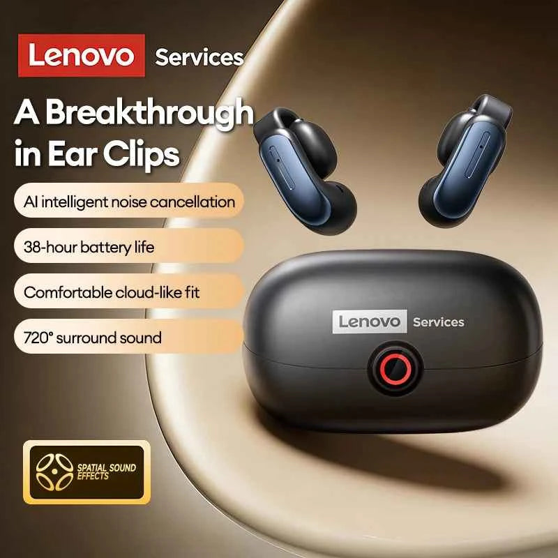 NEW Lenovo LES-108 Bone Conduction Earphones Open Ear Clip Wireless Earbuds Bluetooth 6.0 Sports Headphones with Mic Waterproof
