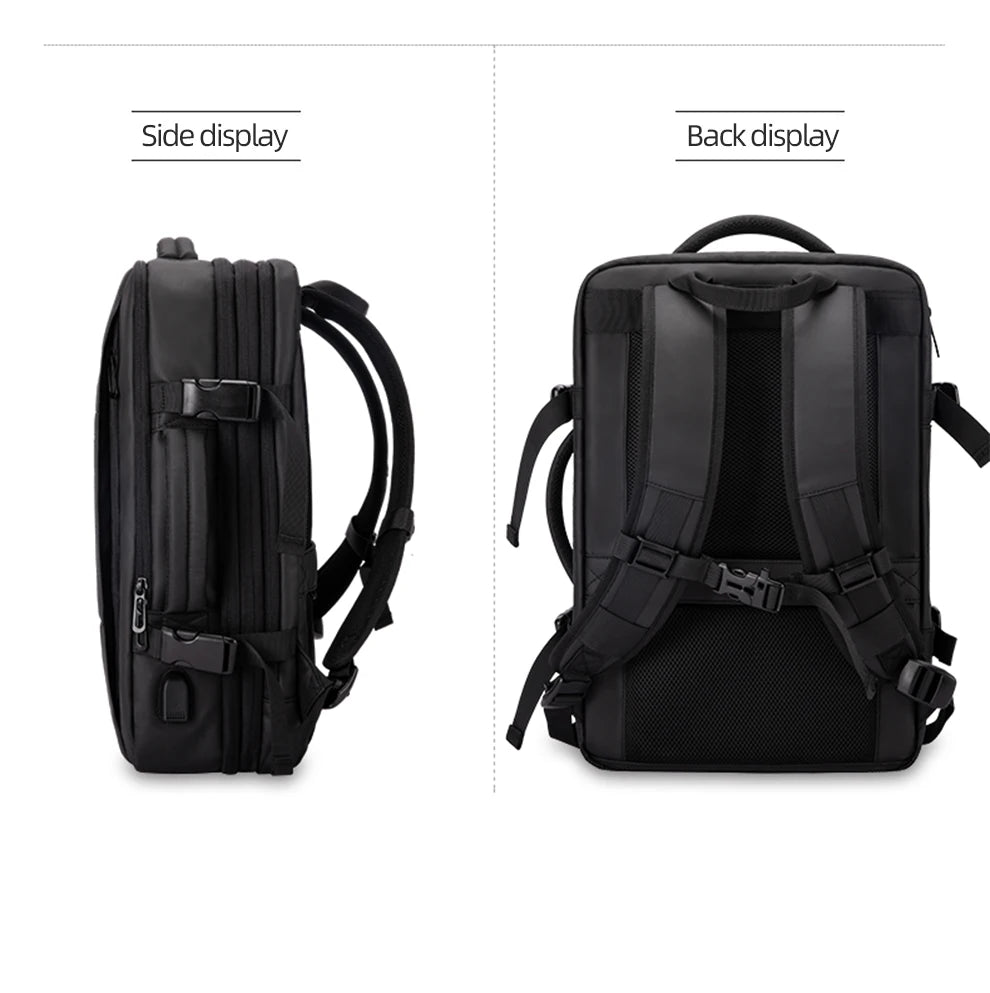 Heroic Knight Travel Laptop Backpack 15.6 Inch – Expandable Waterproof Business Backpack for Men, USB Charging Port, Large Capacity School & Work Bag