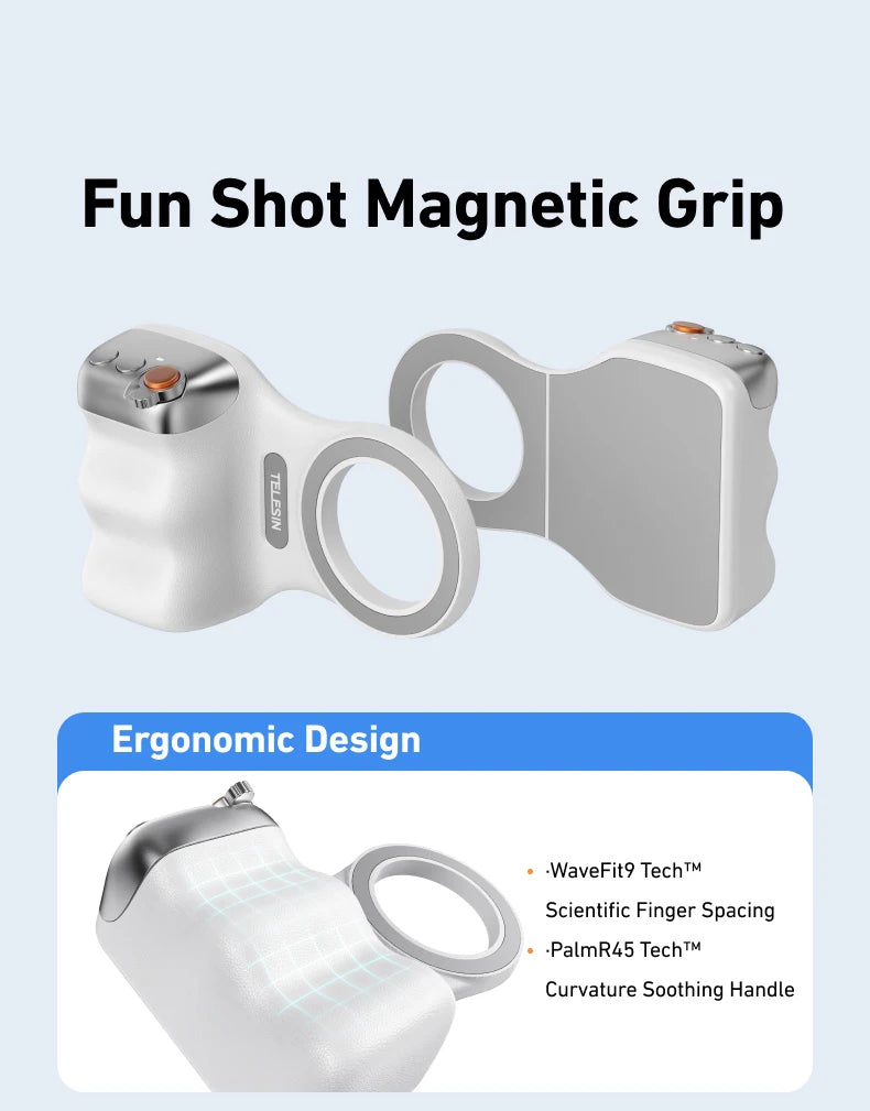 TELESIN Magnetic Phone Camera Shutter Grip and Fill Light Set Shooting Aid Remote Control Handle for Iphone HUAWEI SAMSUNG Phone
