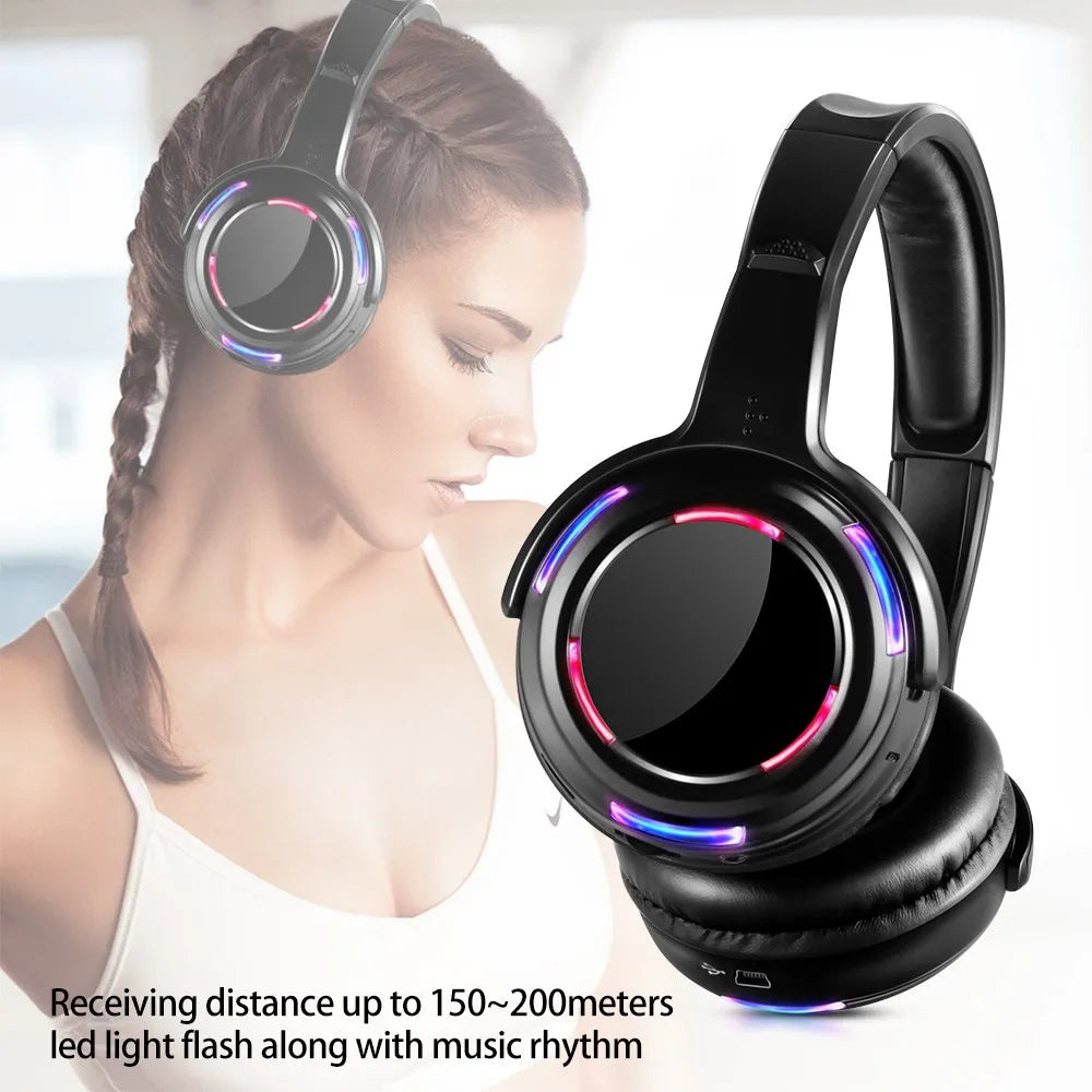 Silent Disco Professional System Over Head Led Wireless Headphones - Quiet Clubbing Party Bundle (20 RX+ 1 TX)