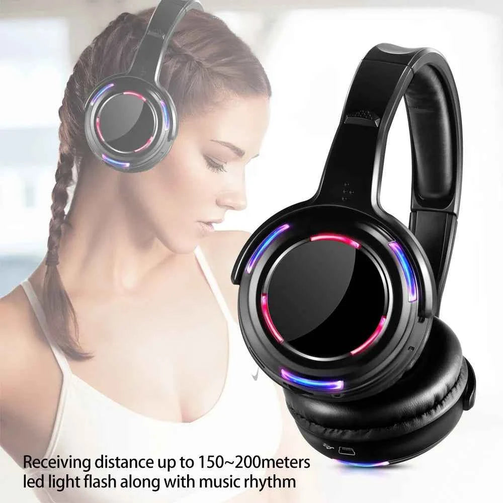 Silent Disco Professional System Over Head Led Wireless Headphones - Quiet Clubbing Party Bundle (20 RX+ 1 TX)