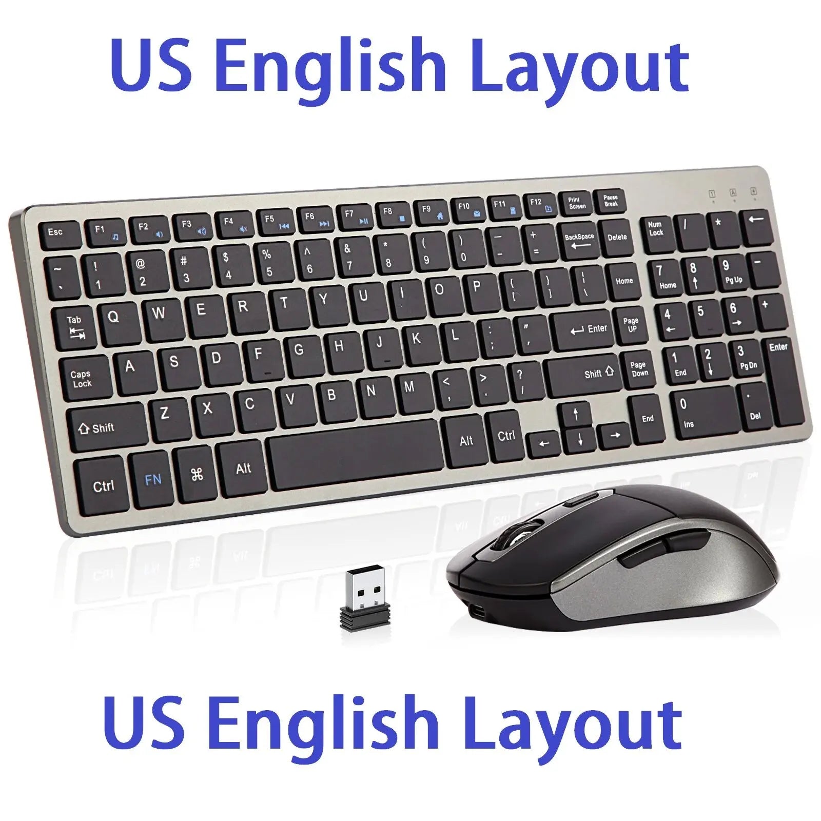 Wireless Keyboard and Mouse Combo Rechargeable Russian Korean English Keycap Slim Computer Keyboard & Silent Mouse Set