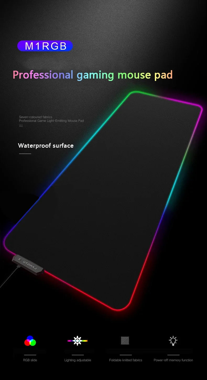 RGB Led Backlight Mouse Pad Cool Cyberpunk Gaming Accessories Carpets Large Mause Pad Gamer XL Neon Desk Mat Rug Mouse Mat
