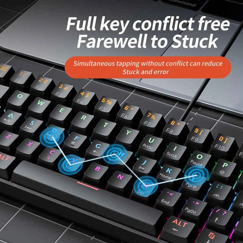 MUCAI 61Key Gaming Mechanical Keyboard Mini Portable Wired USB Hot swappable RGB Light Effect Red Axis Compact and Practical