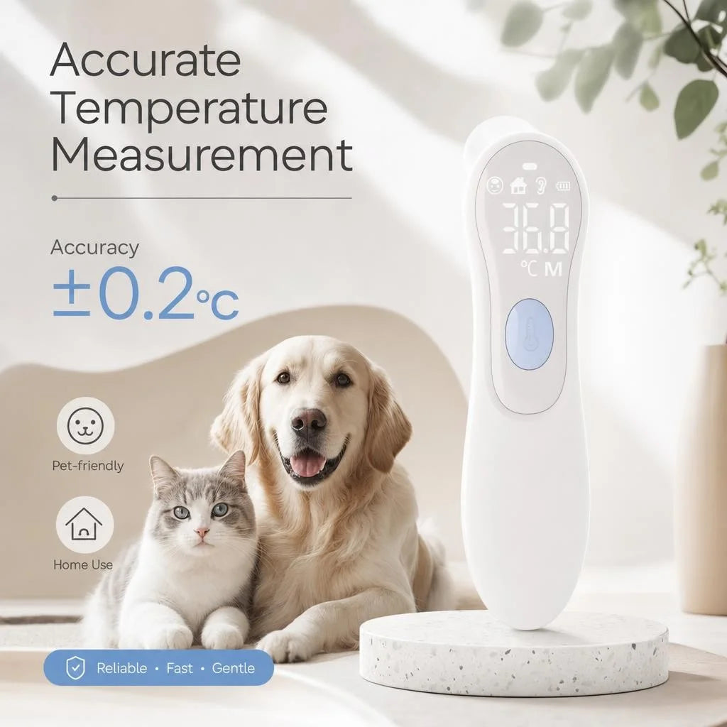 JUSTLANG Recharge Digital Pet Thermometer LED Fast Accurate Reading ℃/℉  Veterinary Temperature for Dog Cat Animal Pet