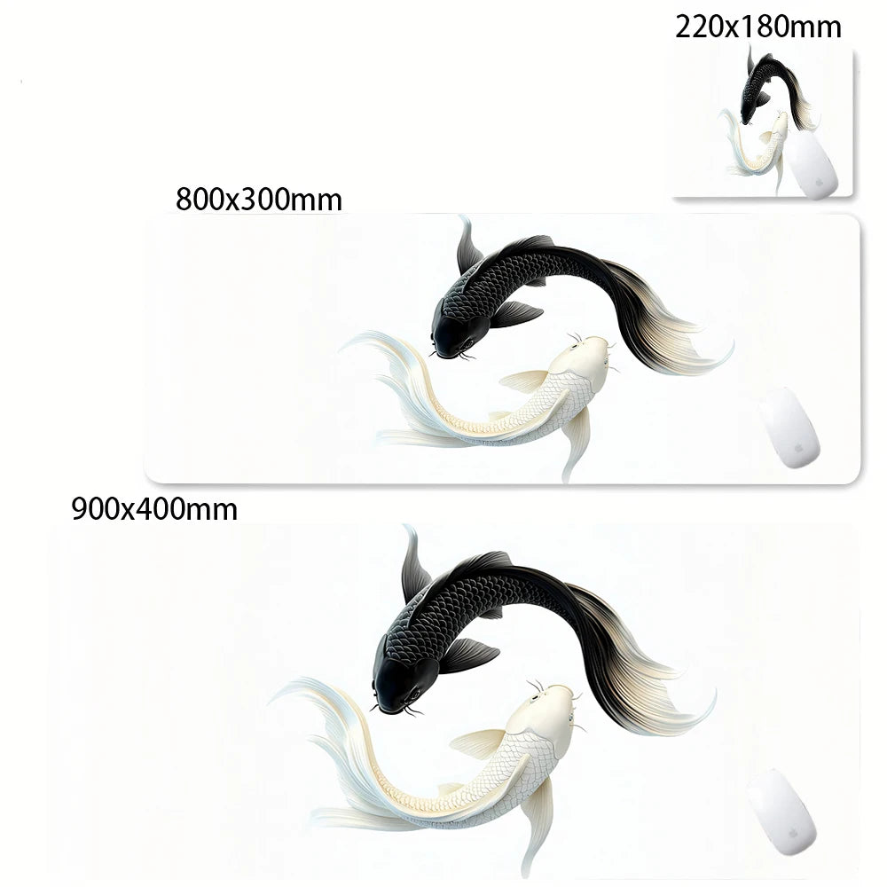 Large Mouse Pad Yin-yang Fish HD Black & White Sakura Computer Office Table Pc Gaming Non-slip Japanese Kawaii Desk Accessories
