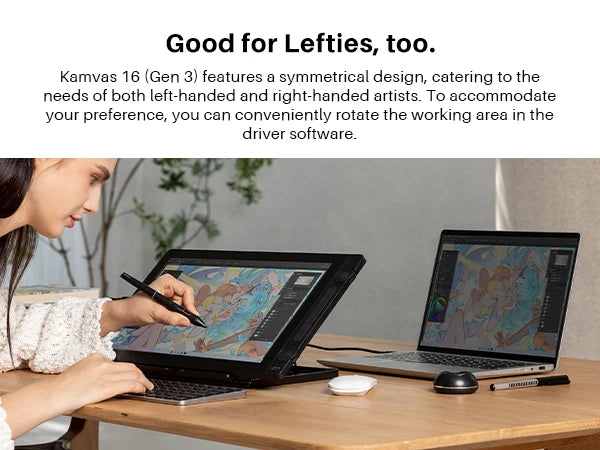 HUION Kamvas 16 (Gen 3) Drawing Tablet with Screen 15.8 Inch Canvas Glass Graphic Drawing Monitor 99%sRGB 16384 PenTech 4.0