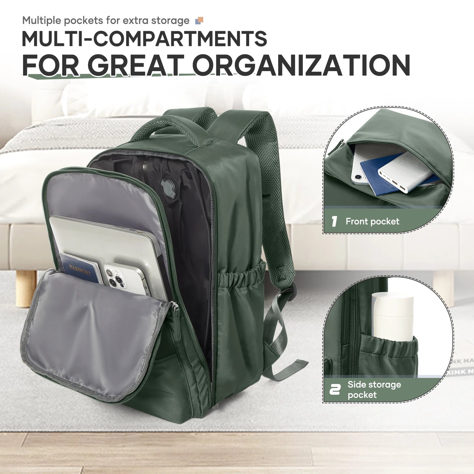 Ryanair 40x30x20 Travel Backpack – Vacuum Compression Cabin Bag with Pump, 15.6” Laptop Carry-On for Wizzair & Airline Personal Item