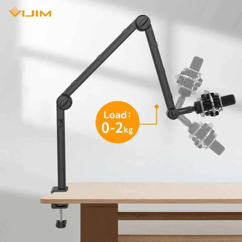 Vijim LS24/LS25 Microphone Boom Arm Stand – Heavy Duty Adjustable Desk Mount for Blue Yeti, DSLR Camera, Smartphone & Streaming Setup