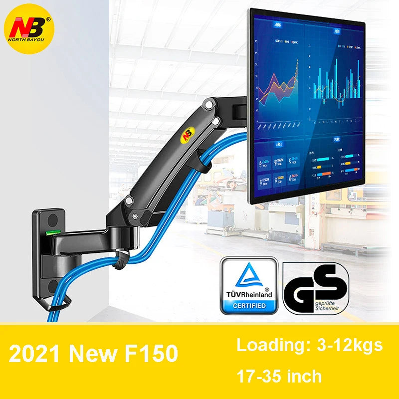 New NB F150 Gas Spring 17-35 inch LED TV Wall Mount Monitor Holder Ergonomic Mount Arm Max. VESA 100*100mm Loading 3-12kgs