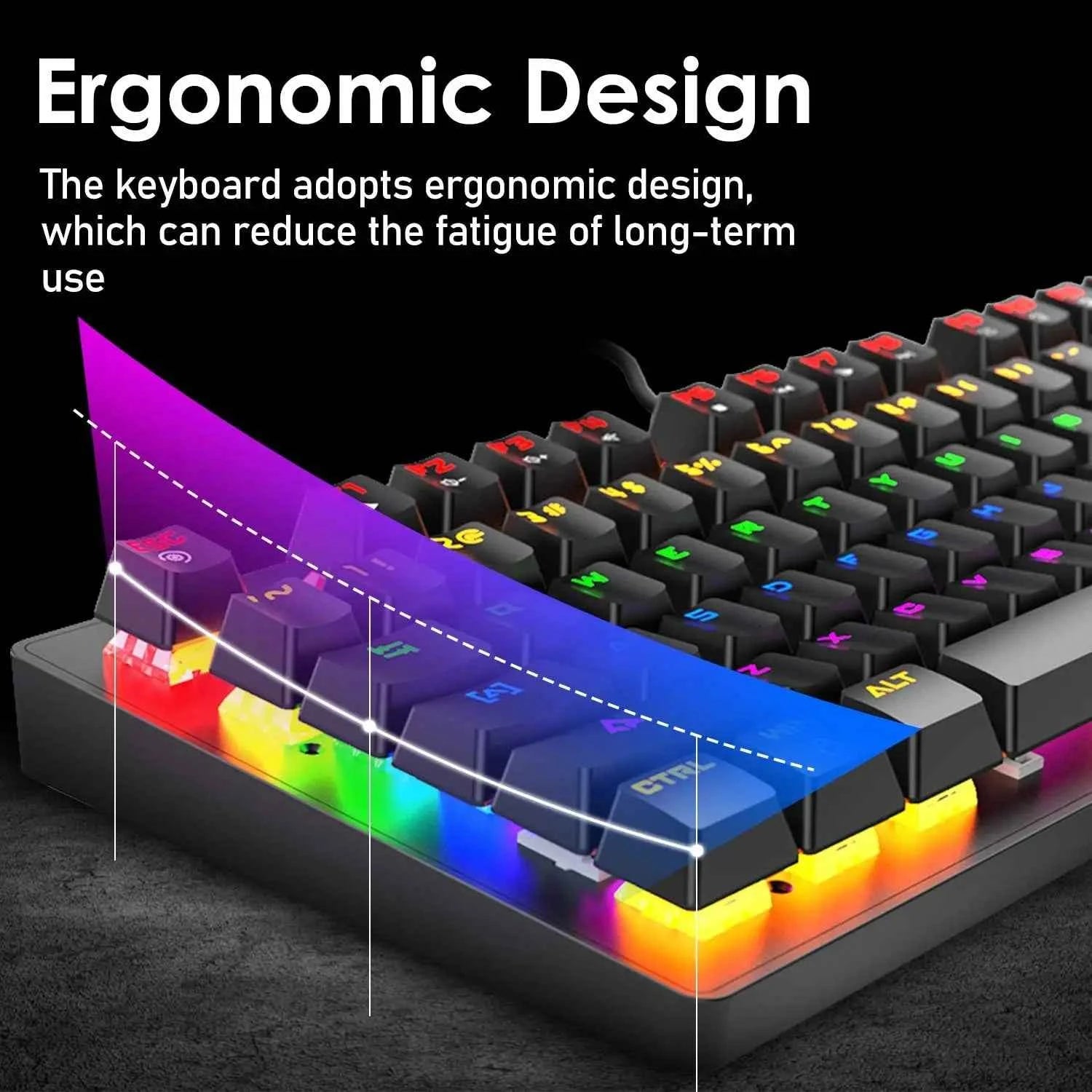 MAMBASNAKE x ZIYOU LANG K2 Wired Mechanical Gaming Keyboard Blue Switch Mini 82 Keys Wired Rainbow LED Backlit Keyboard
