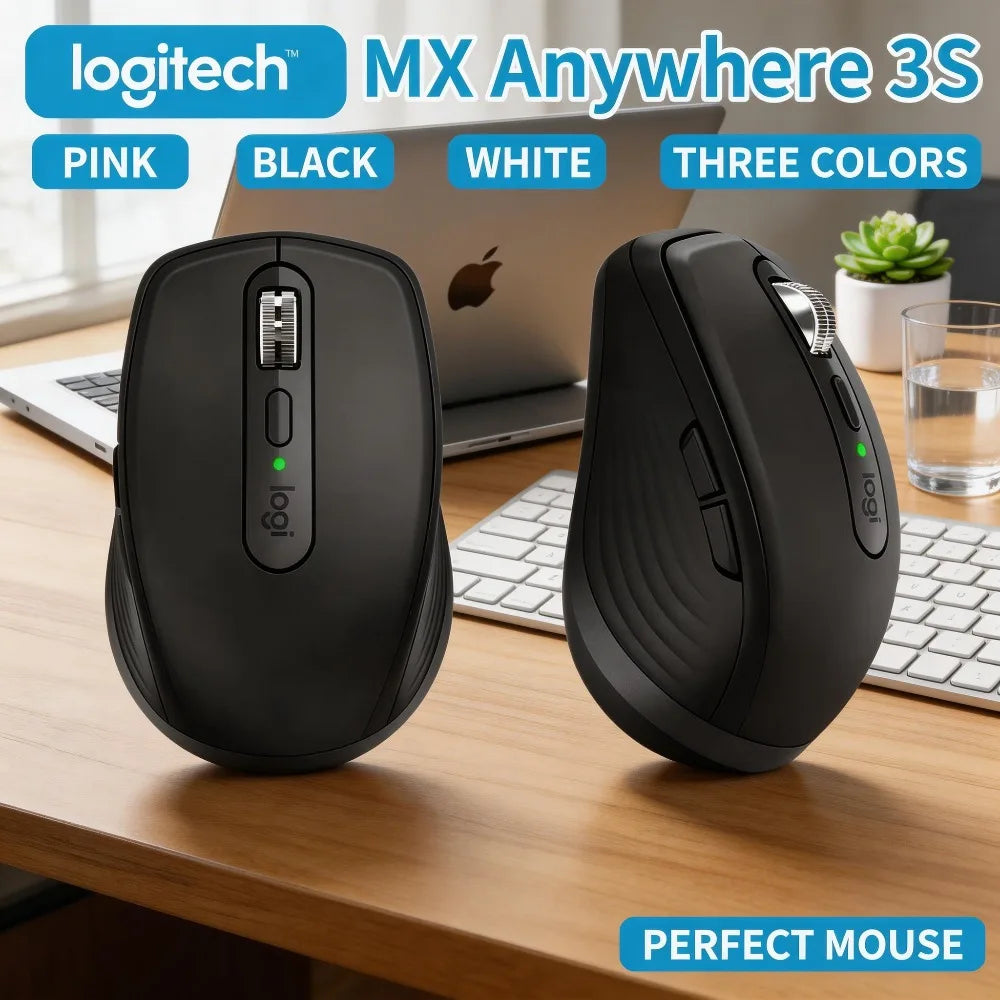Logitech MX Anywhere 3S All-in-One Portable Wireless Mouse Silent Click 8000DPI Multi-Device for Laptop Computer Peripherals