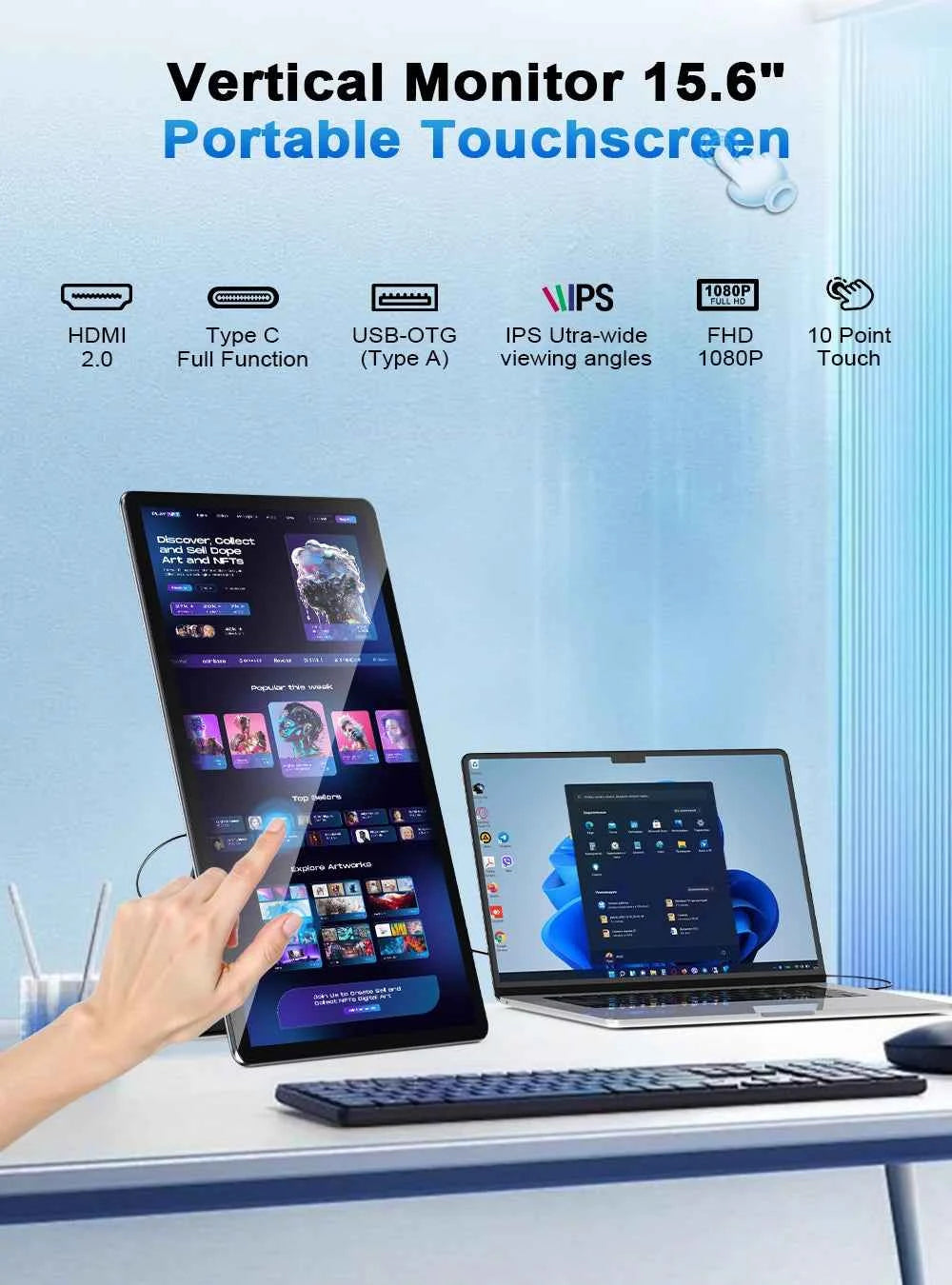 New UPERFECT y Portable Monitor With FHD 1080P Touch Screen Second Display For Laptop PC XBOX PS4 Samgsung DEX HUAWEI USB 3.1
