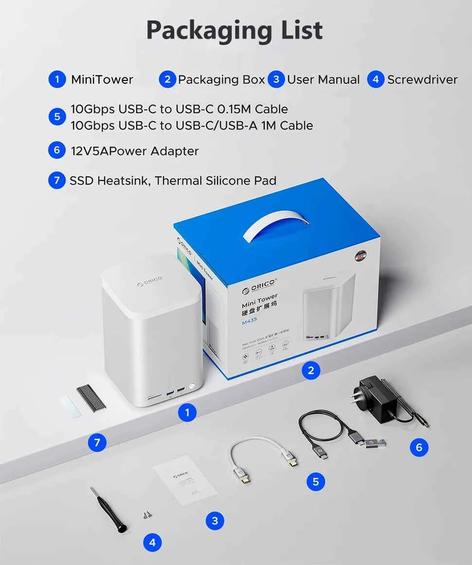ORICO Mini Tower Dock M.2 NVMe SATA SSD Case 3.5