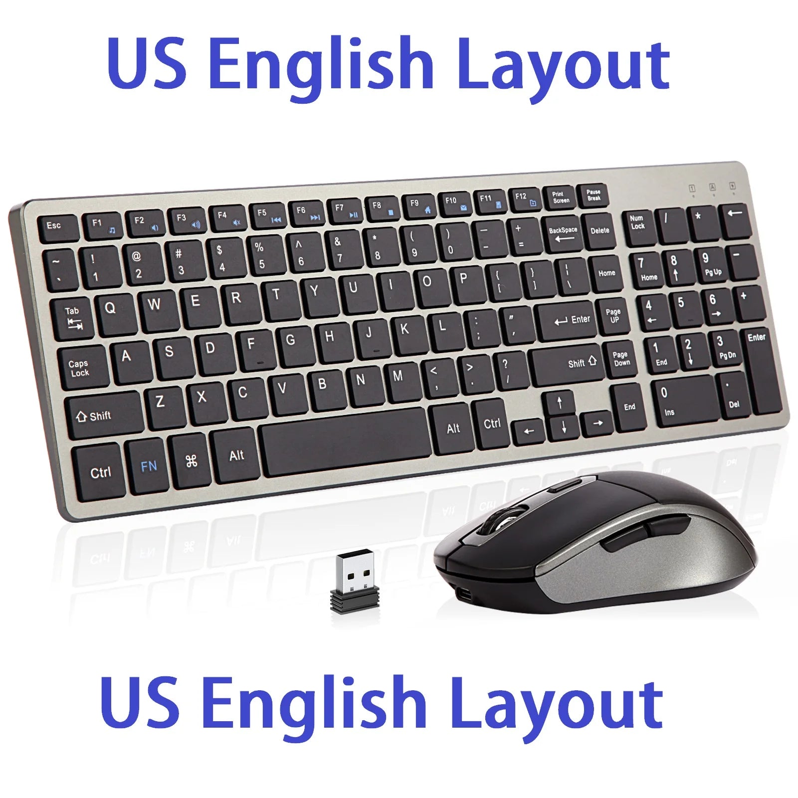 Wireless Keyboard and Mouse Combo Rechargeable Russian Korean English Keycap Slim Computer Keyboard & Silent Mouse Set