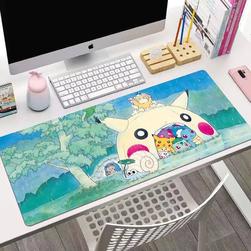 Animated Pokémon Pikachu High Definition Printed Leather Mouse Pad Pokémon Game Oversize Gaming Keyboard Desktop Pad Writing Pad