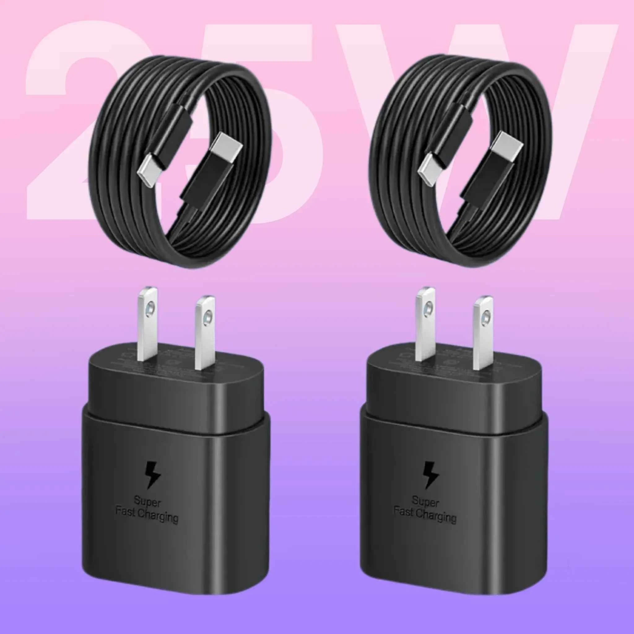 [25W Fast Charger with Cable] 2/4 Pack 25W USB-C Fast Charger with Cable, Super US Plug, 110V-130V Galaxy S24 Ultra/S24/S24+