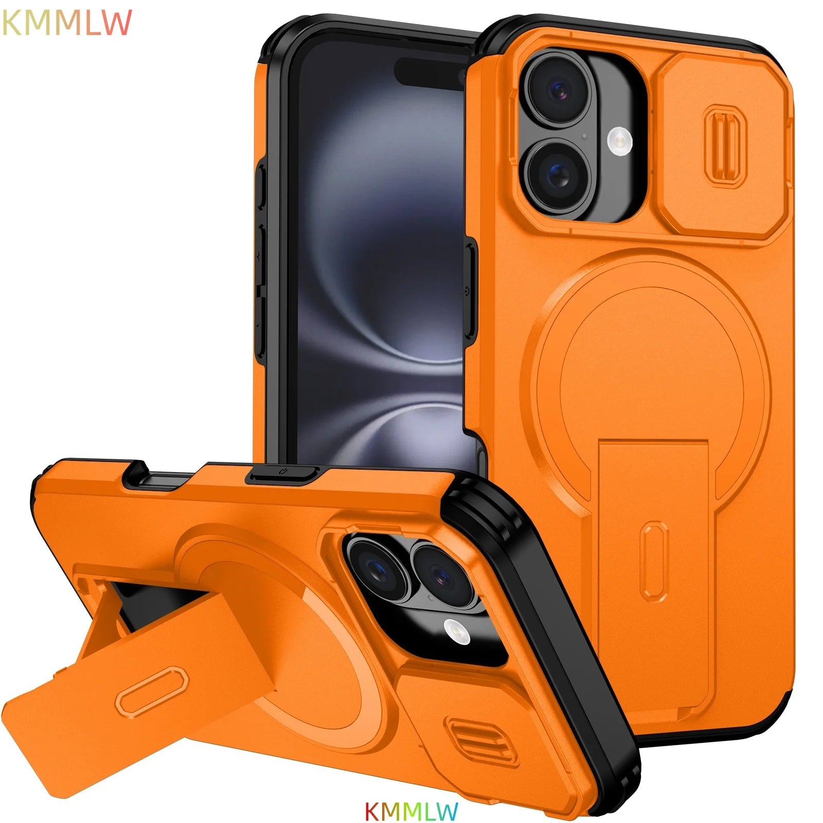 Lens Protect Camera Phone Case for iPhone 16 15 14 13 12 11 Pro Max Plus 16e Magnetic Kickstand Cover