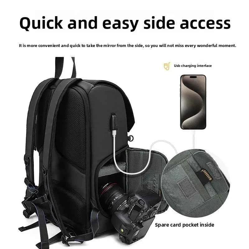 Camera bag - Large capacity double-shoulder photography bag - Camera backpack - Travel and outdoor photography bag