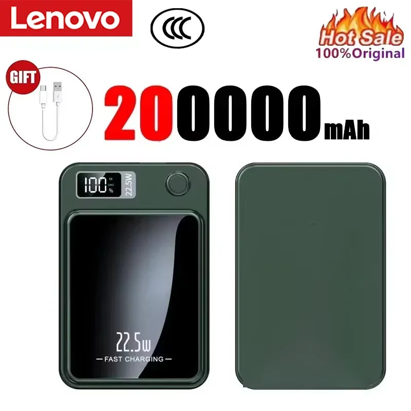 Lenovo New 500000mAh Magnetic Power Bank Fast Wireless Charging Portable Auxiliary Battery for MagSafe Samsung Huawei iPhone