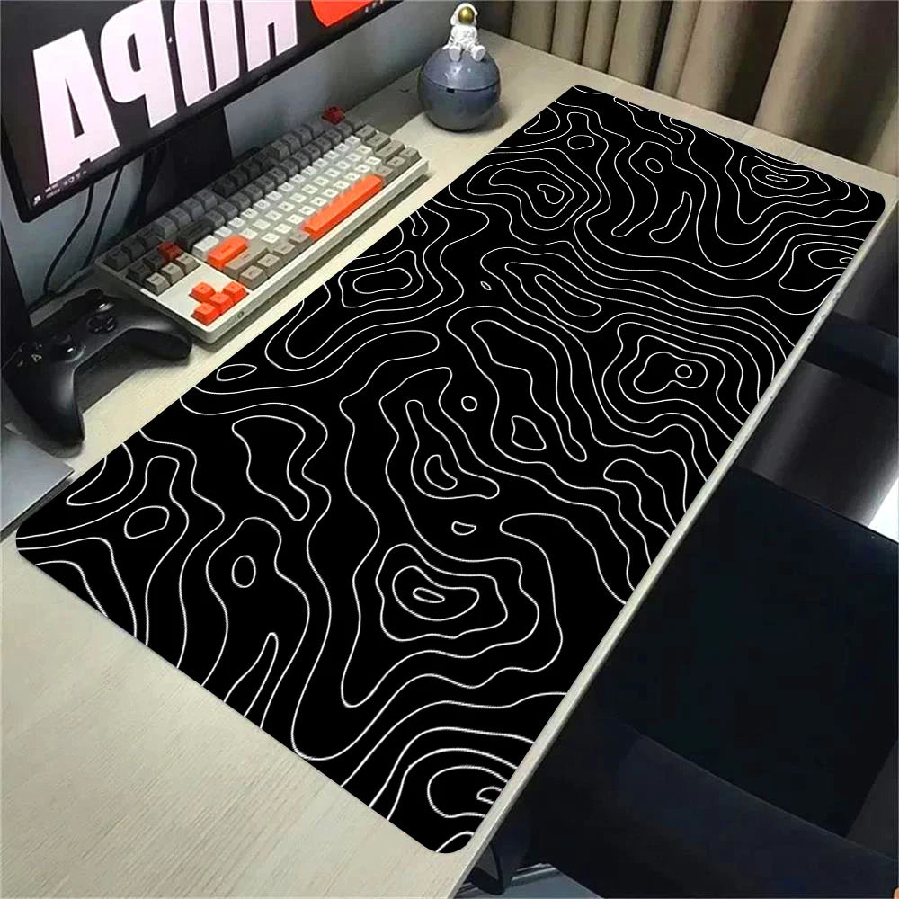 Mouse Pads Black White Line Gaming Mousepads Large Mousepad Gamer Natural Rubber Mat Company Lockrand Deskmat Design For Gift