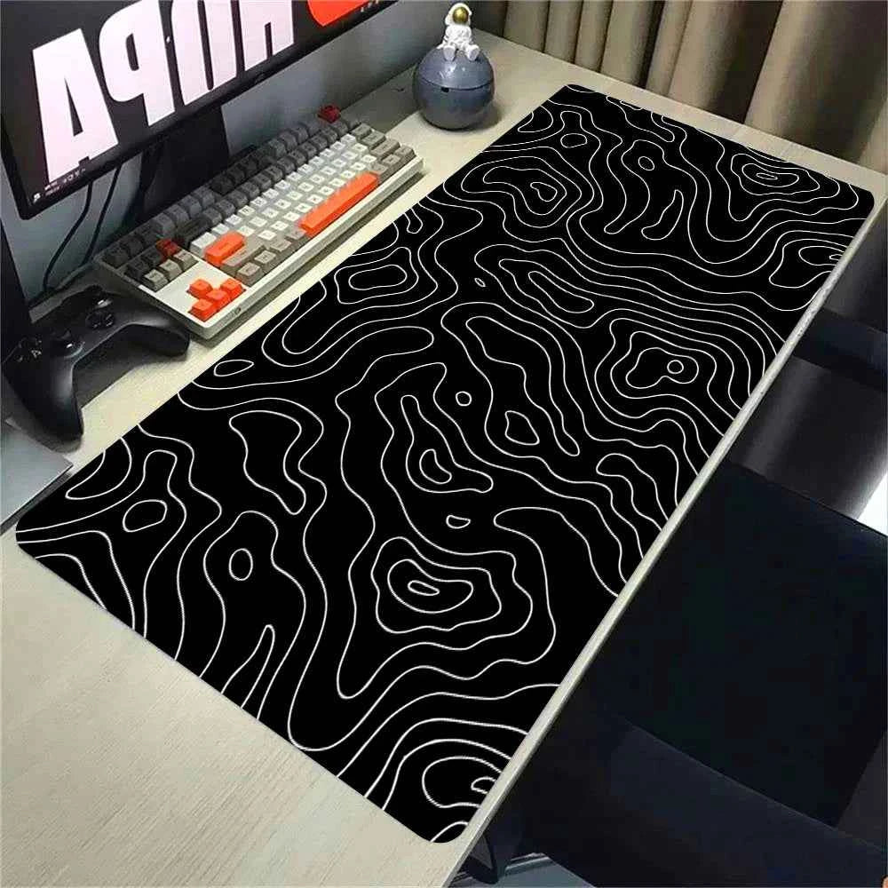 Mouse Pads Black White Line Gaming Mousepads Large Mousepad Gamer Natural Rubber Mat Company Lockrand Deskmat Design For Gift