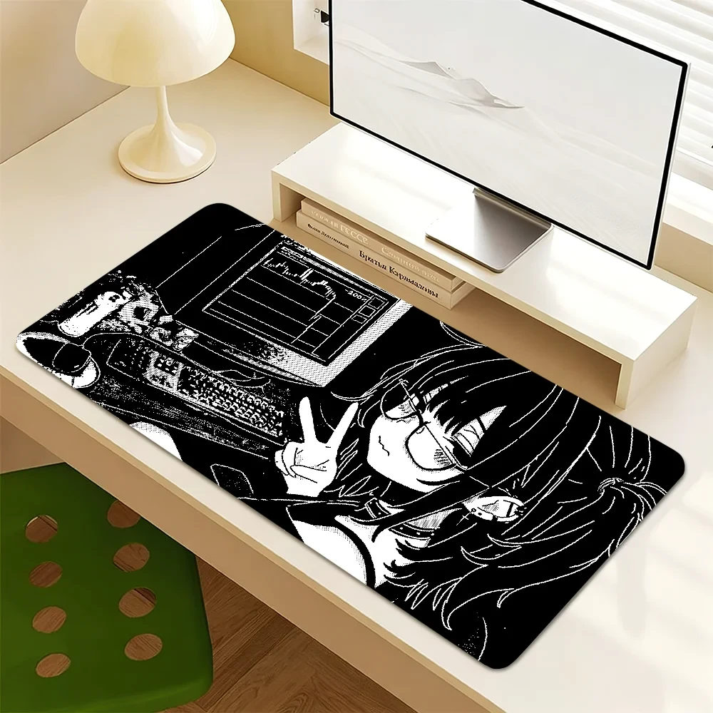 Y2K Anime Pixel Girl black white Mouse Pad Non-slip Thickened MousePad Student Cushion Large Writing Gaming Lockedge Office