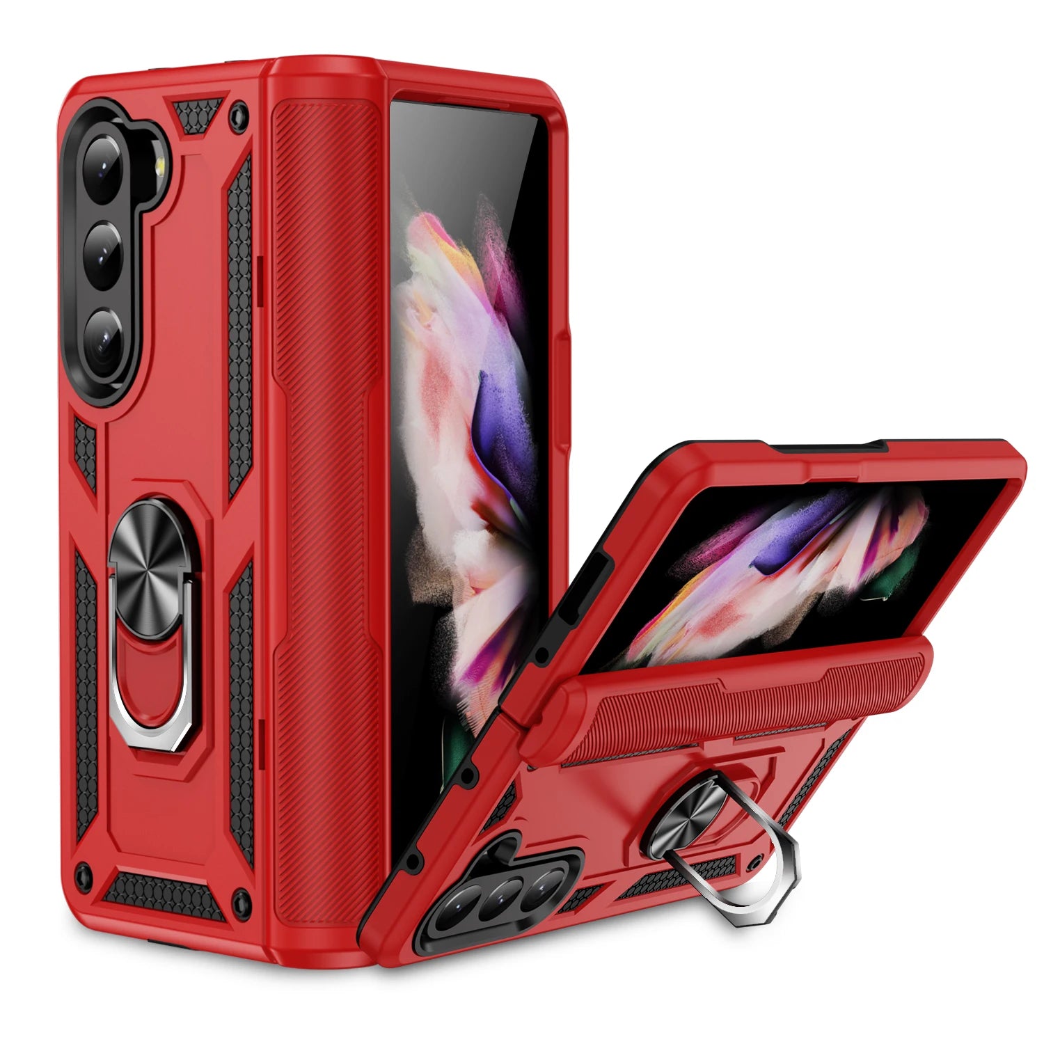 for samsung z fold 7 5 6 fold7 Hard Armor Case for Samsung Galaxy Z Fold 5 Fold5 5G fold6 Finger Ring Holder Covers Cases