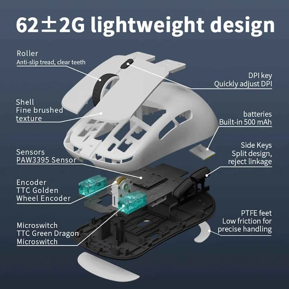 Darmoshark X5 Gaming Mouse 7Key PAW3395 Double 8K Wired Wireless 26000 DPI RGB Magnetic Charging Base Motospeed Macro Mouse