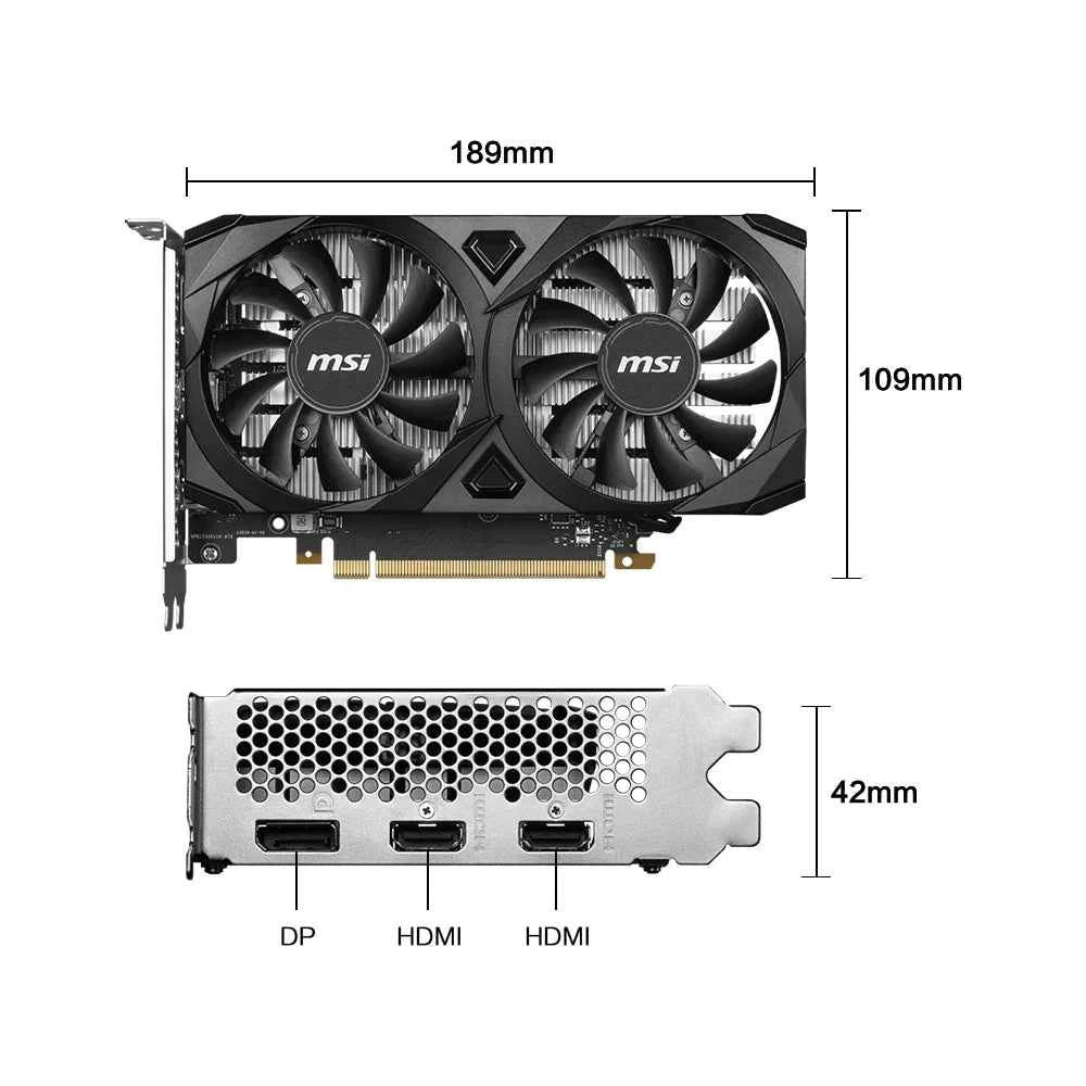 MSI GeForce RTX 3050 VENTUS 2X 6G OC Gaming Graphics Card 6GB GDDR6 96-bit HDMI DP PCI-E 4.0x8 Desktop Full New Game Video Card