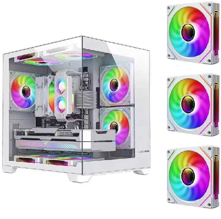 Power Train Colored Glaze PC Case Sea View Room 270°full view without column Desktop Chassis Support 240 Water Cooler