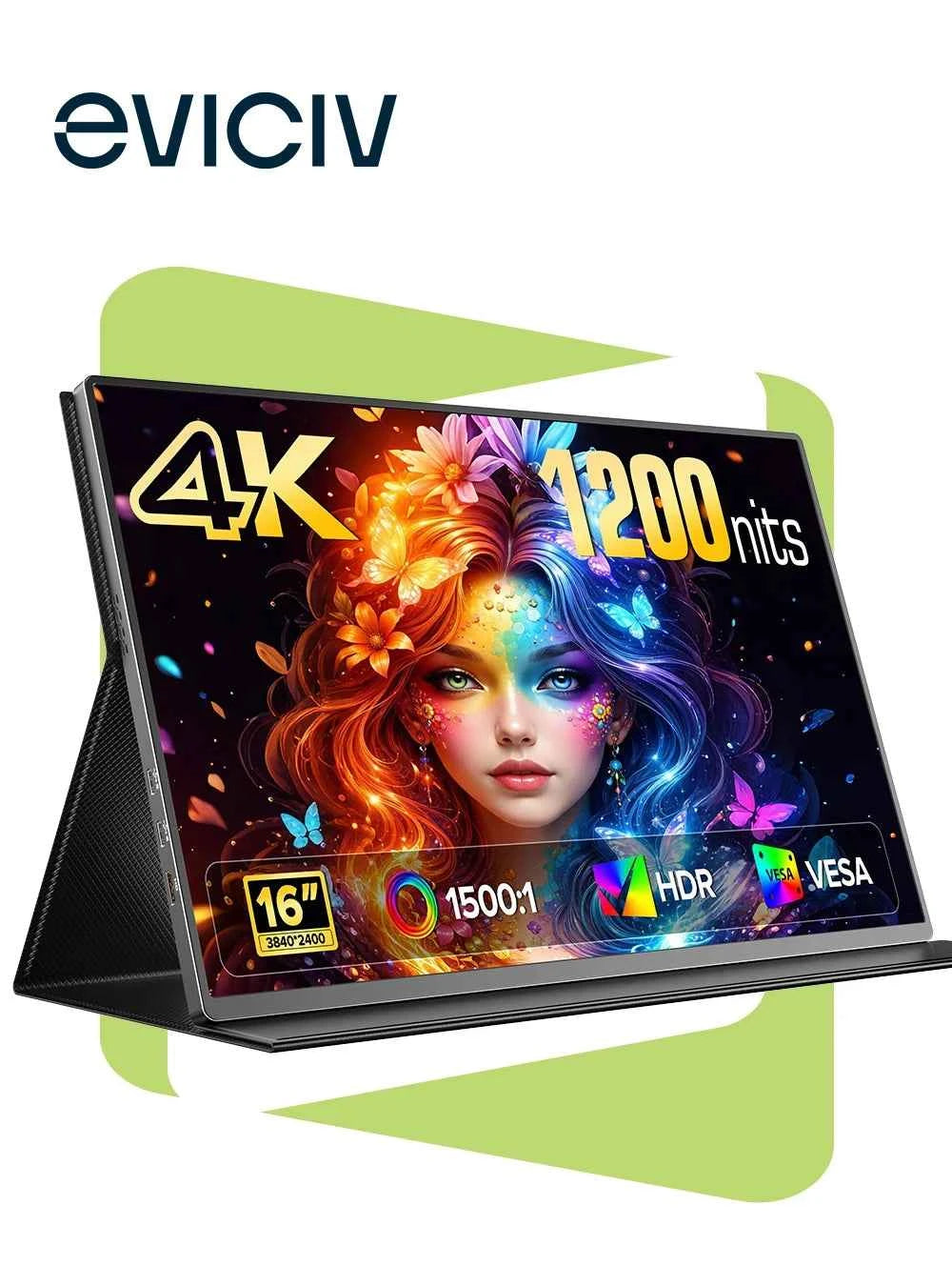 EVICIV Portable Monitor 4K 1200Nits 16
