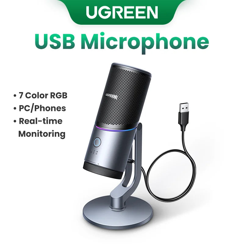 UGREEN CM769 USB Condenser Microphone with RGB, for PC/Mac, Gaming/Karaoke/Recording/Streaming/Podcasting - WinSupport Tech