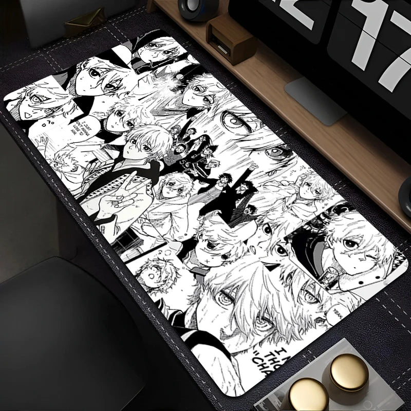 Mouse Pad Japan Anime Blue Lock Nagi Seishiro Mousepad PC Gamer Keyboard Rug Black And White Laptop Gaming Accessories Desk Mat