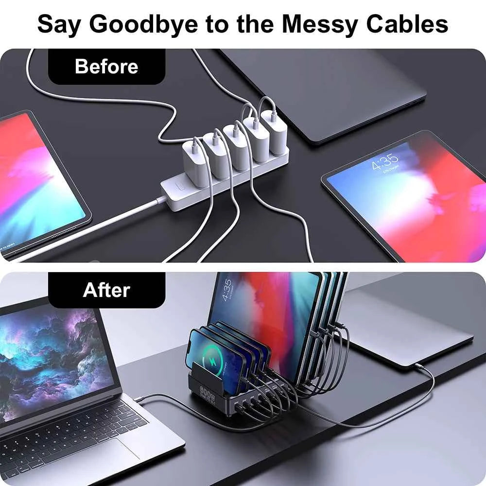 Ueetop 600W Multi USB Fast Charger 10-Port GaN PD 3.1 Charging Station Stand for MacBook iPhone 16 15 iPad Samsung Tablet Laptop