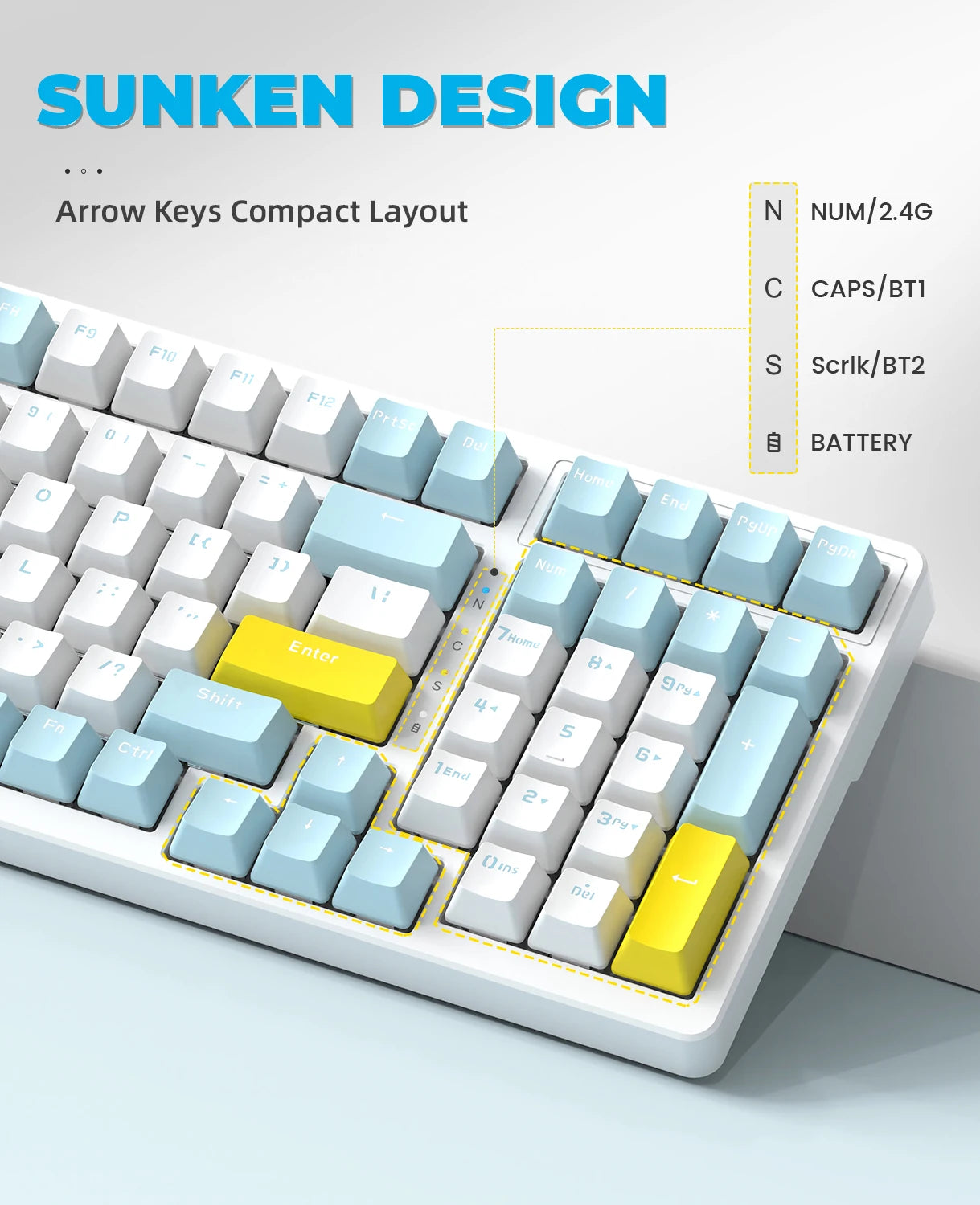 K96 Wireless Mechanical Keyboard, Dual Mode 2.4G/BT5.0 2-in-1 Receiver, 100 Keys Hot Swappable Red Switches Gamin