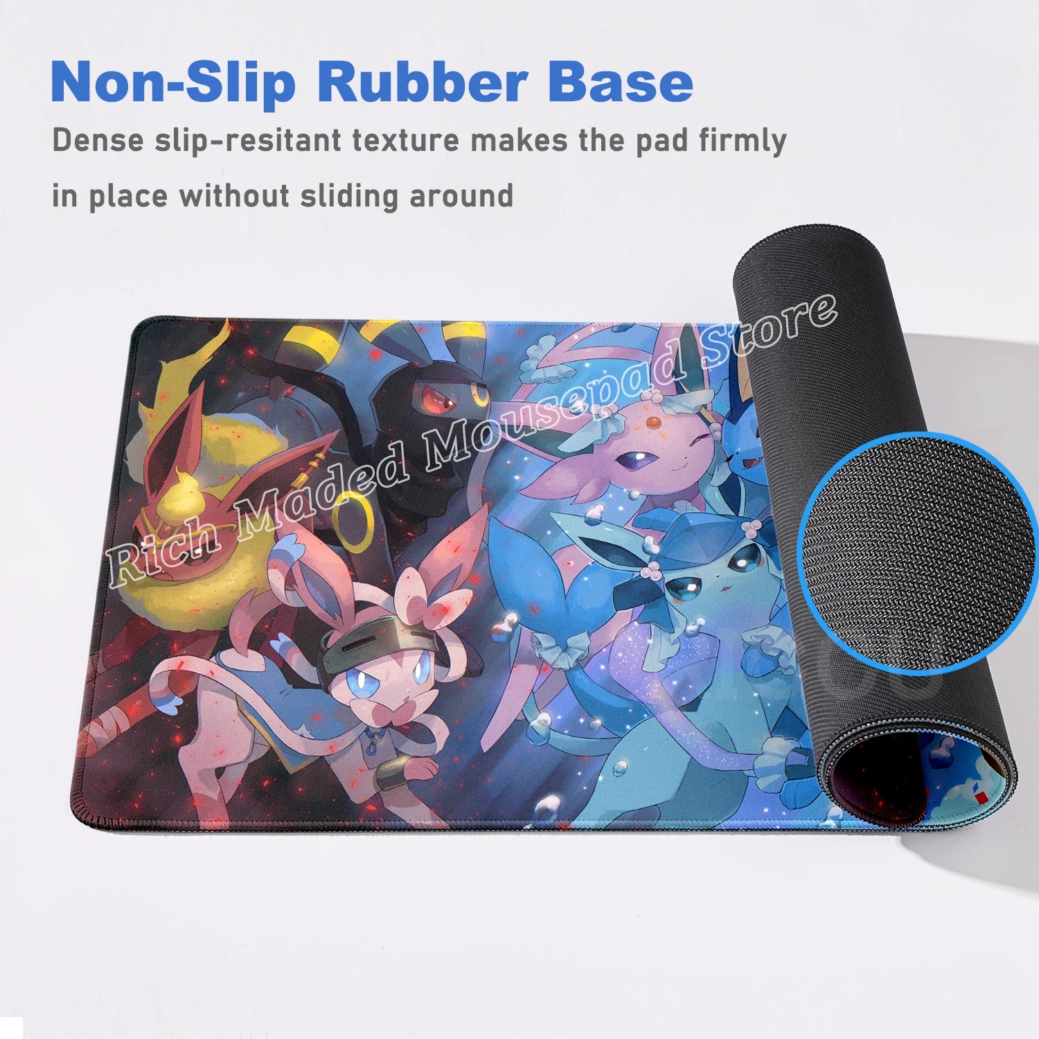 Large Mouse Pad Anime Gaming Speed Mousemat Eevee Desk Mat Gamer Keyboard Mousepad Office Accessories P-pokemon Kawaii Deskmat