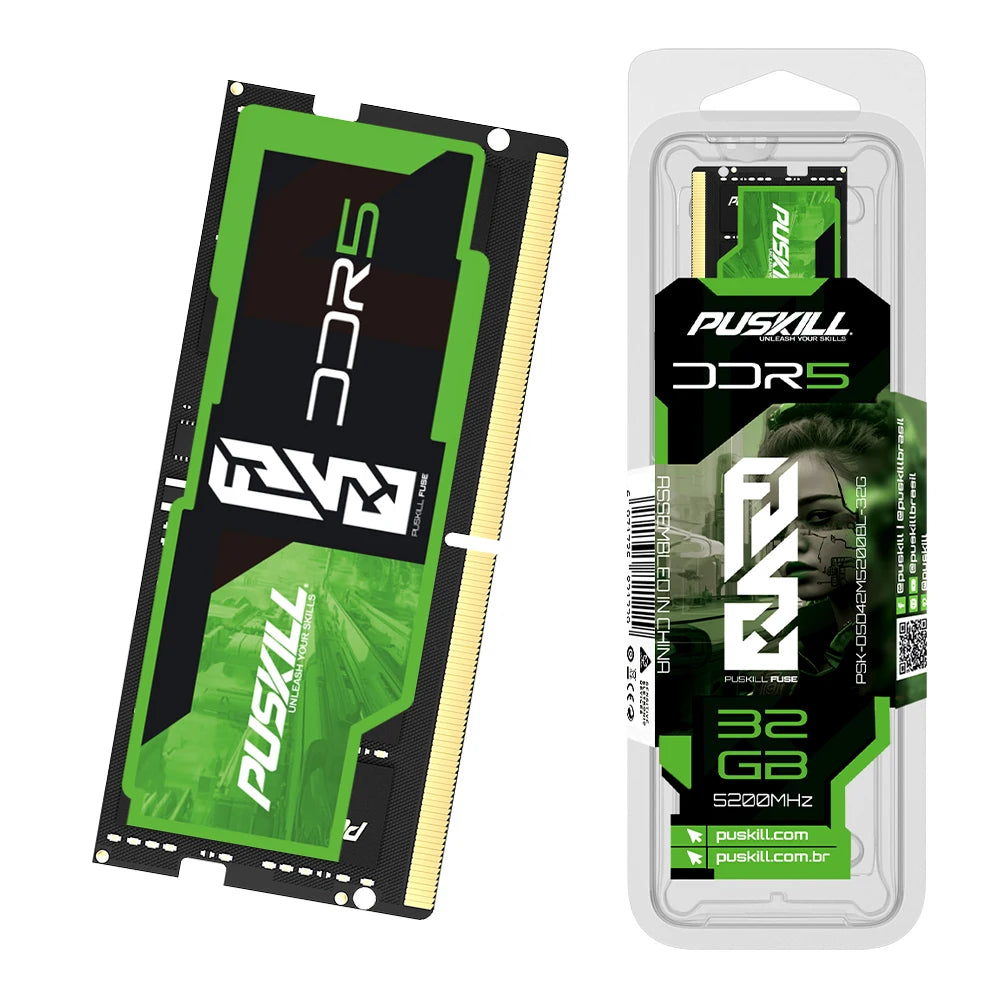 PUSKILL Ram DDR5 Notebook 32GB 16GB 8GB 5600MHz 5200MHz 4800MHz 262-PIN 1.1V PC5 SODIMM Laptop Memory - WinSupport Tech