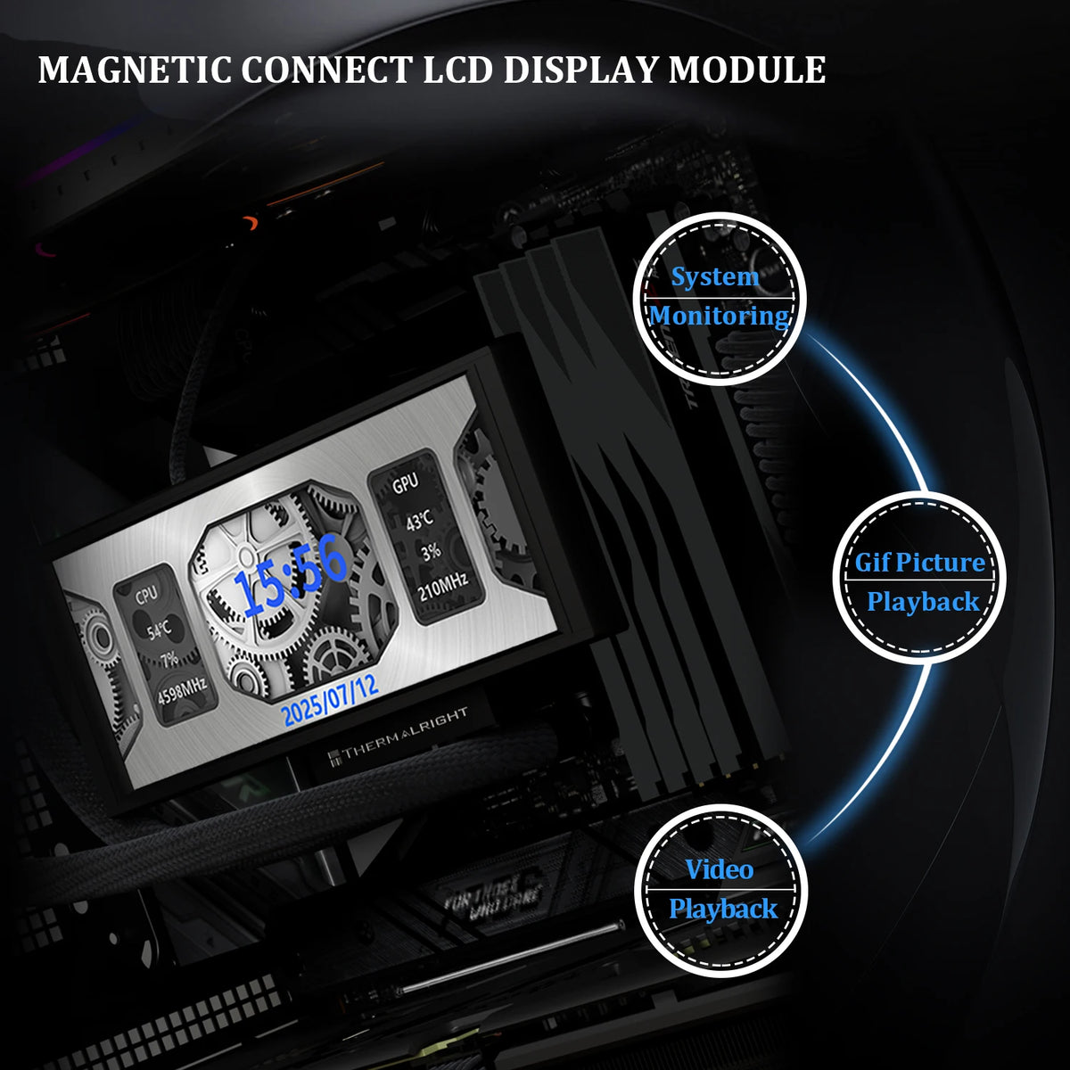 Thermalright TROFEO VISION 360 ARGB BLACK AIO CPU LIQUID COOLER 6.86-inch Full-color LCD Display High-performance Linked-ring